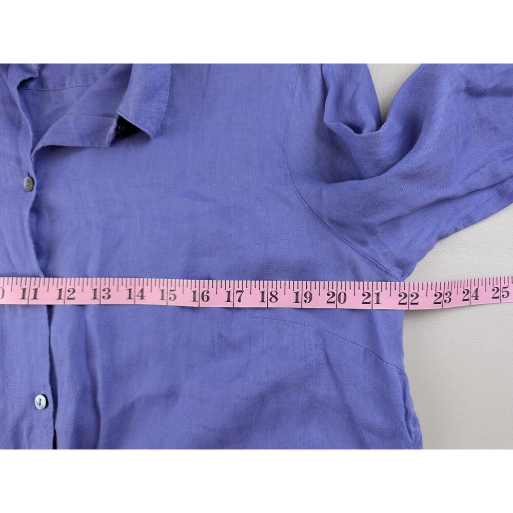 J Jill Love Linen Essential Shirt Button Up Blue Purple Classic Office Large - Picture 6 of 9